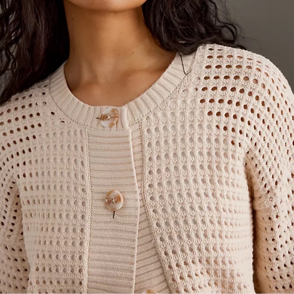 NWT Varley Kris Relaxed Fit Button Front Cardigan in Creme, Size M - Picture 3 of 14